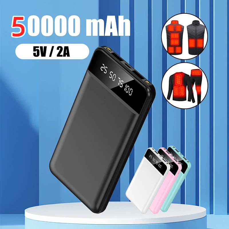 Heated Vest Battery - 50000mah Portable Power Bank Charging LED
