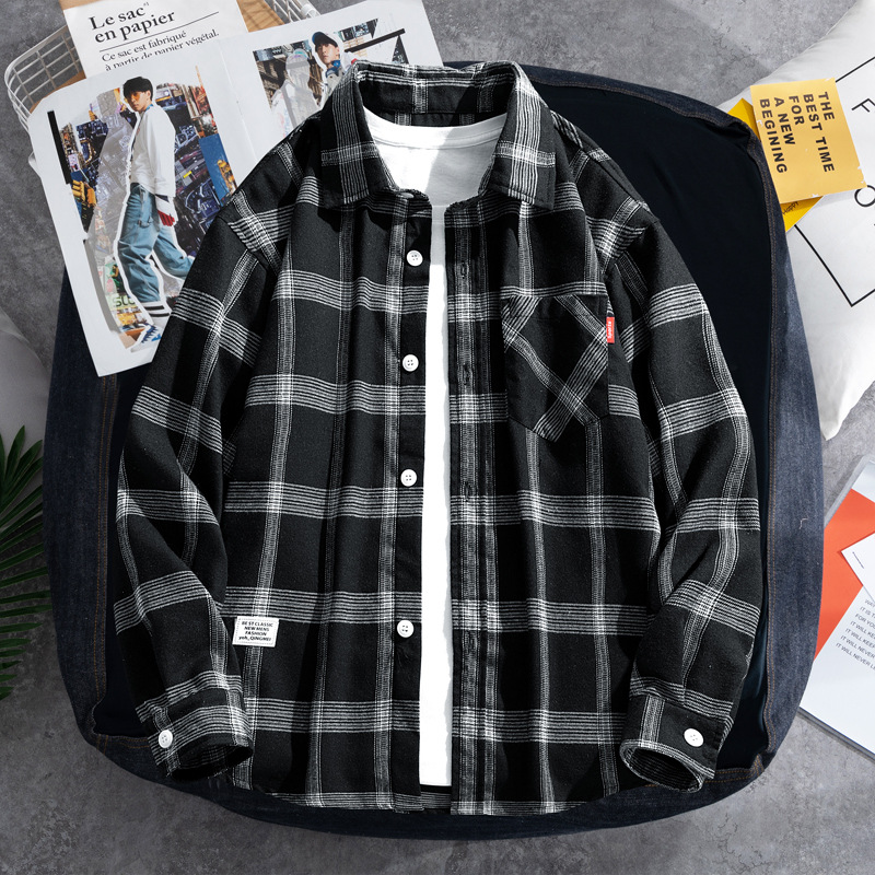 2025 Plaid shirt men's long-sl - Flannel Shirt Lined incelemesi ve fiyatı