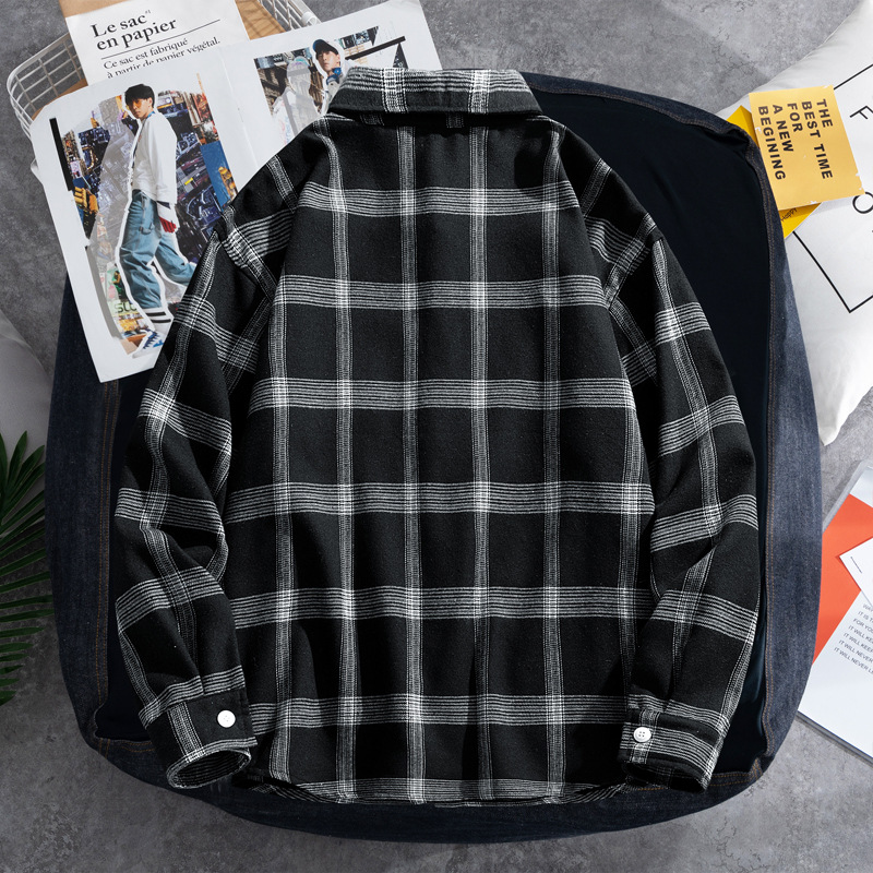 2025 Plaid shirt men's long-sl - Flannel Shirt Lined incelemesi ve fiyatı