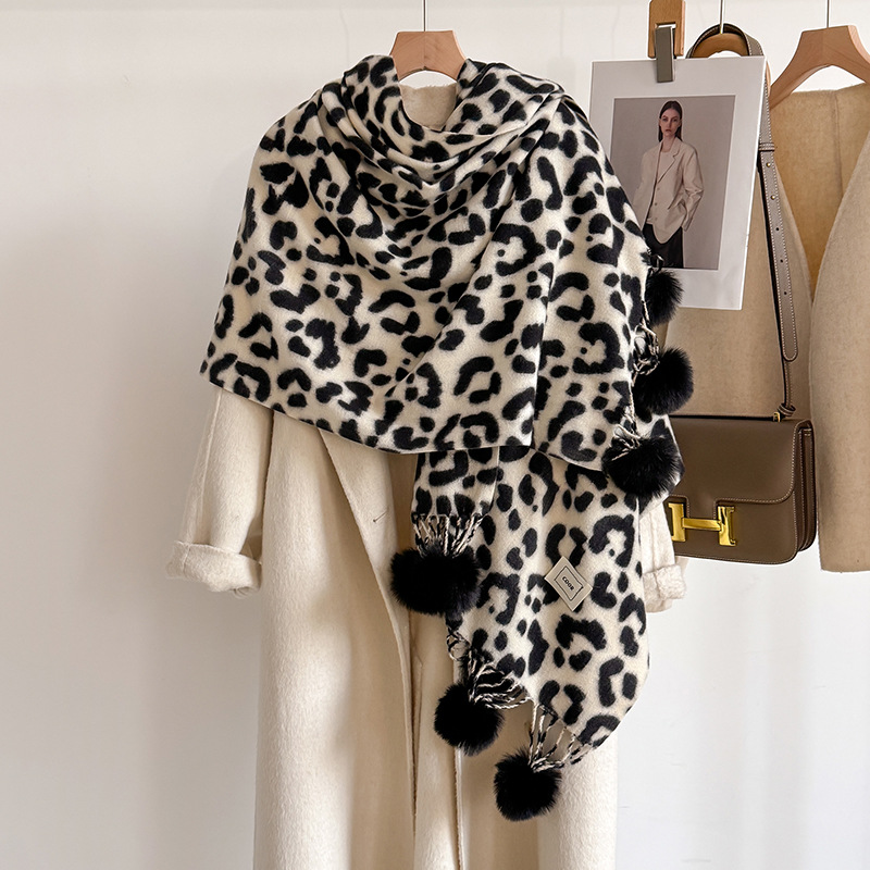 New Luxury Winter Leopard Two- - Shawl Wrap Winter incelemesi ve fiyatı