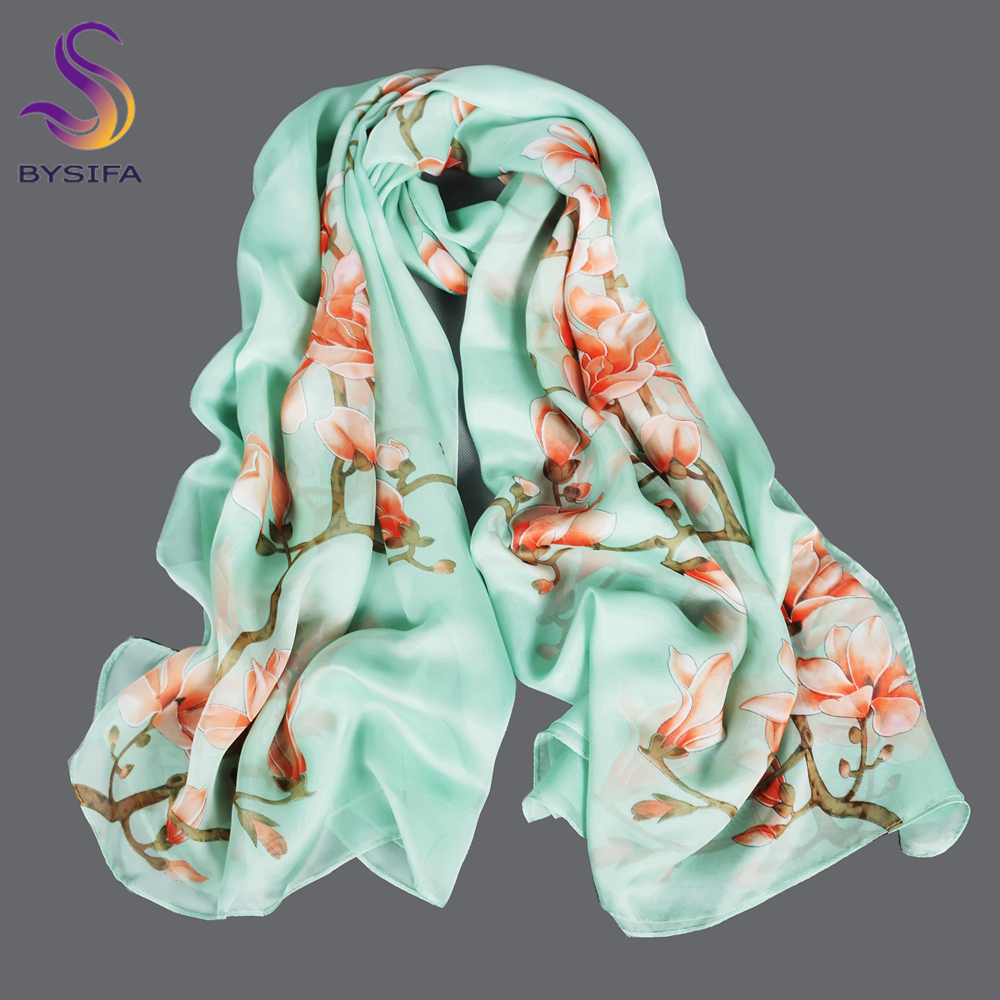 BYSIFA| Light Green Silk Scarf - Shawl Wrap Winter incelemesi ve fiyatı
