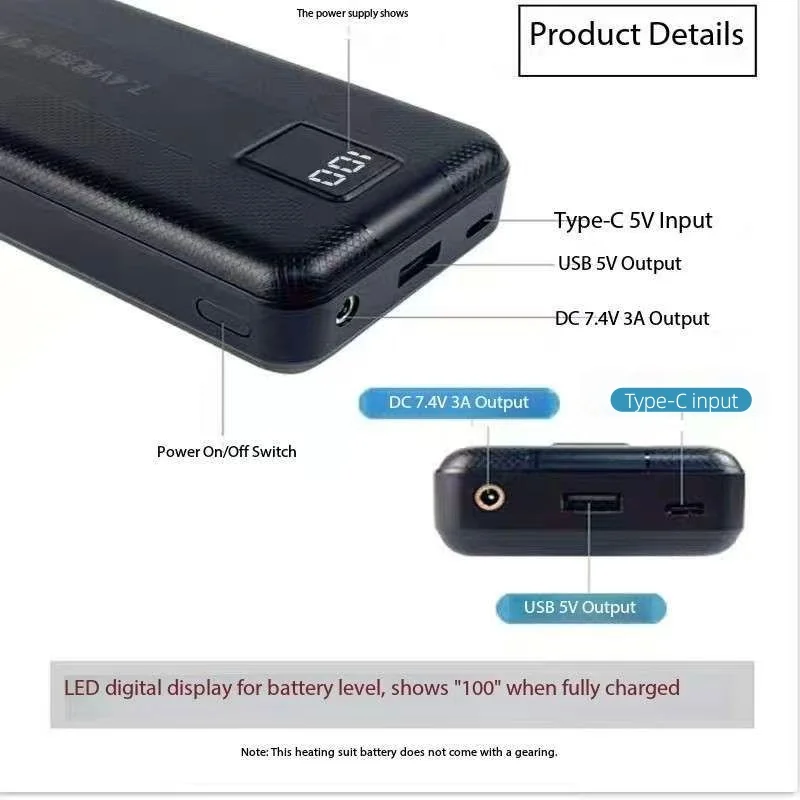 New Large Capacity 7.4V/3A/160 - Heated Vest Battery incelemesi ve fiyatı