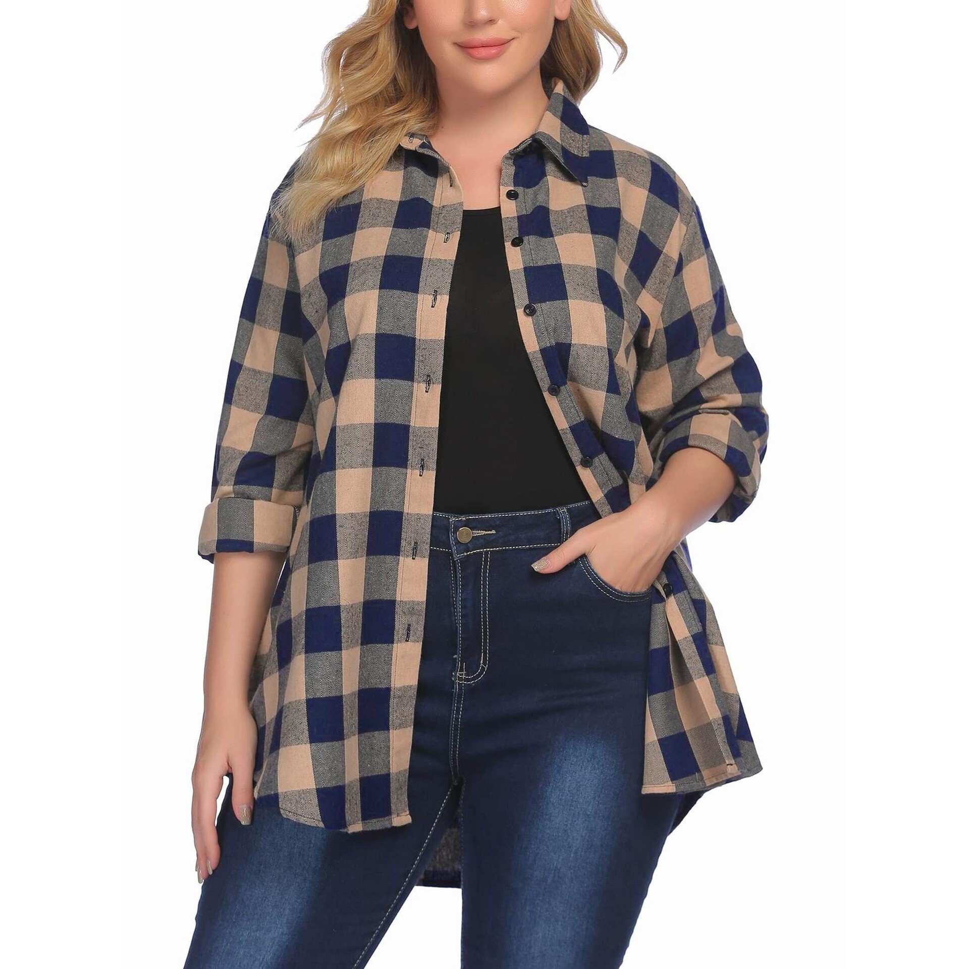 Warm Flannel Plaid Shirt Women - Flannel Shirt Lined incelemesi ve fiyatı