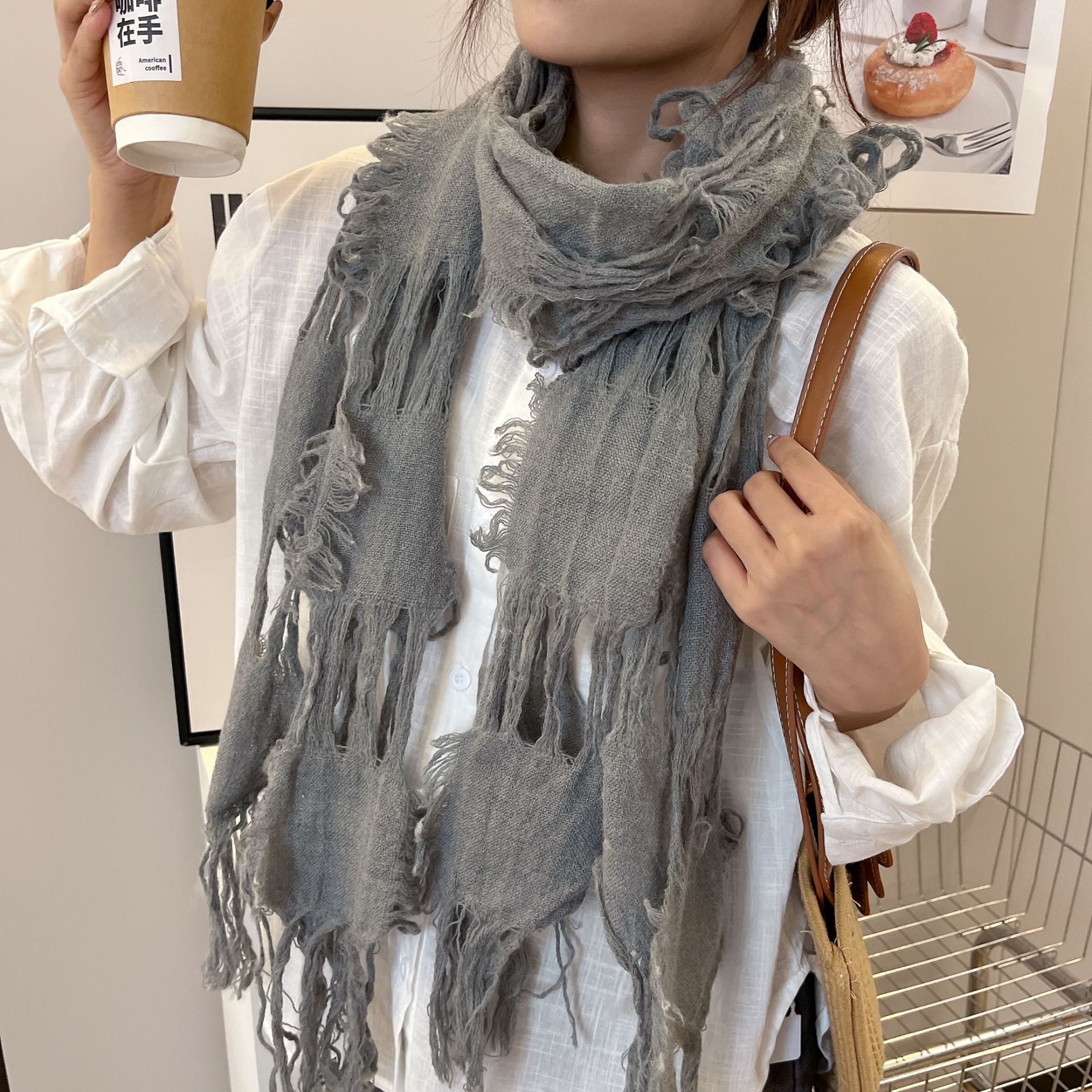 2025 New Fashion Ripped Hole T - Wool Scarf Men incelemesi ve fiyatı